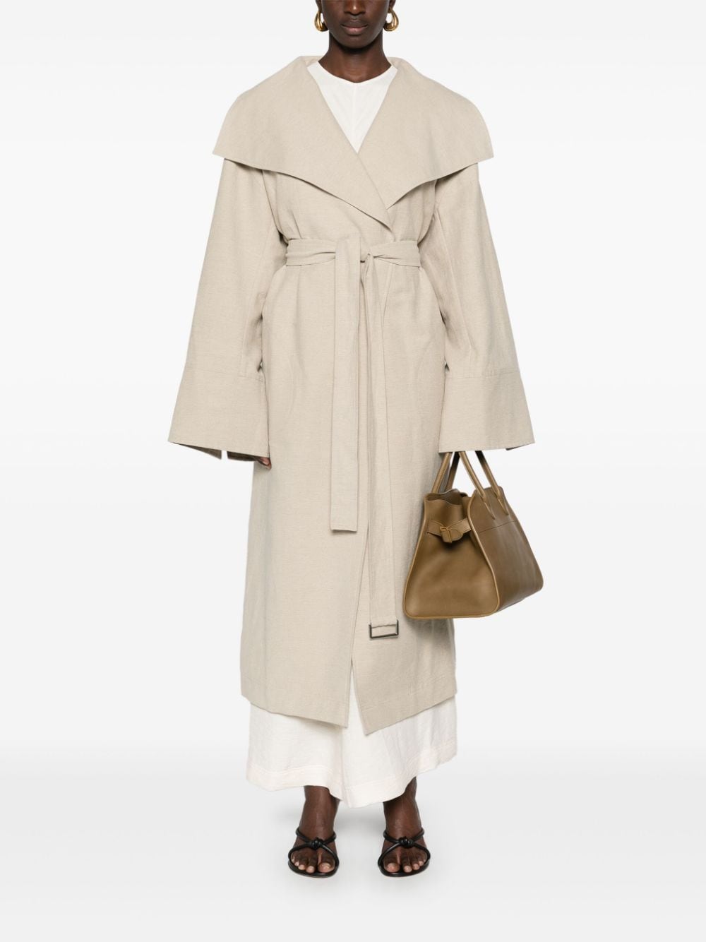 TOTEME PRE Coats Beige Linen Cotton Polyamide
