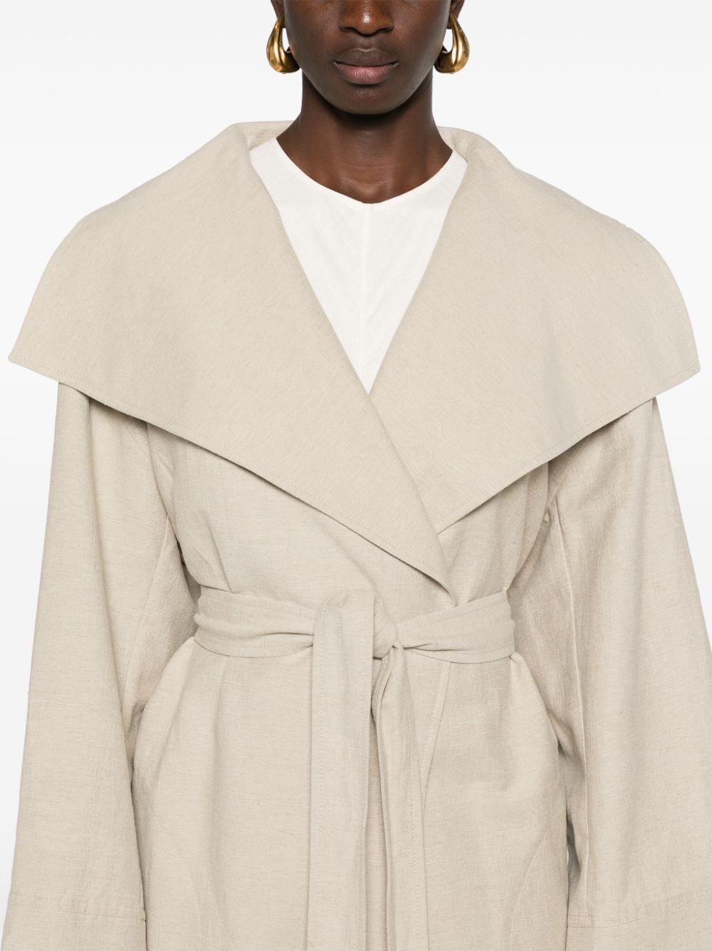 TOTEME PRE Coats Beige Linen Cotton Polyamide