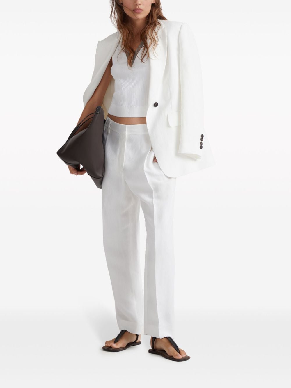 Brunello Cucinelli Top Bianco Cotton