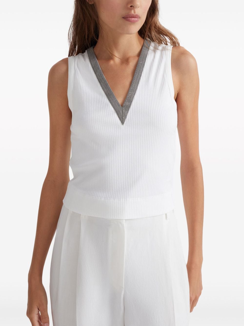 Brunello Cucinelli Top Bianco Cotton