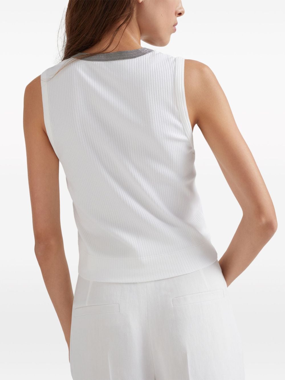 Brunello Cucinelli Top Bianco Cotton