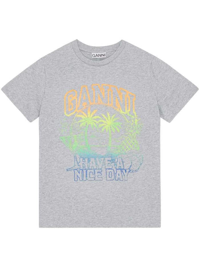 Ganni T-Shirts And Polos Grey Cotton
