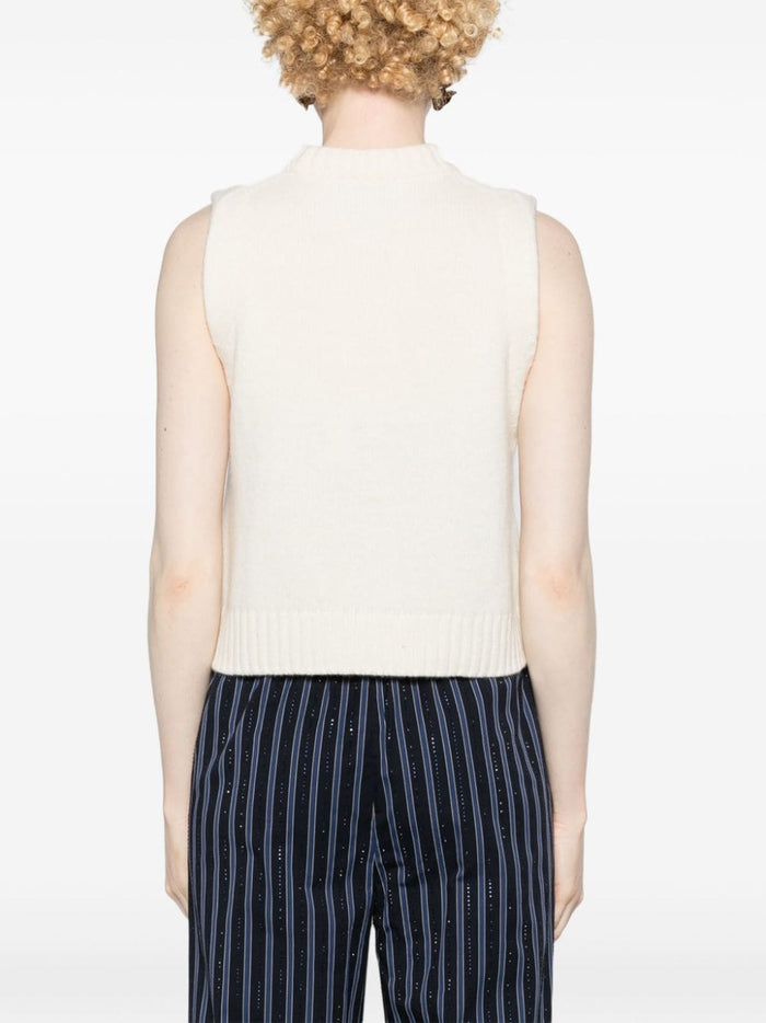 Ganni Sweaters Beige Wool Polyamide Metallic Fiber