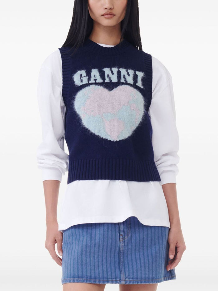 Ganni Sweaters Blue Fabric