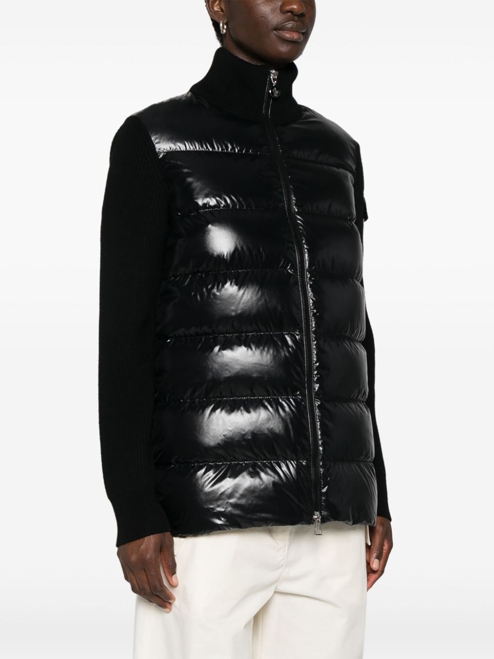 Moncler Sweaters Black Virgin Wool Polyamide