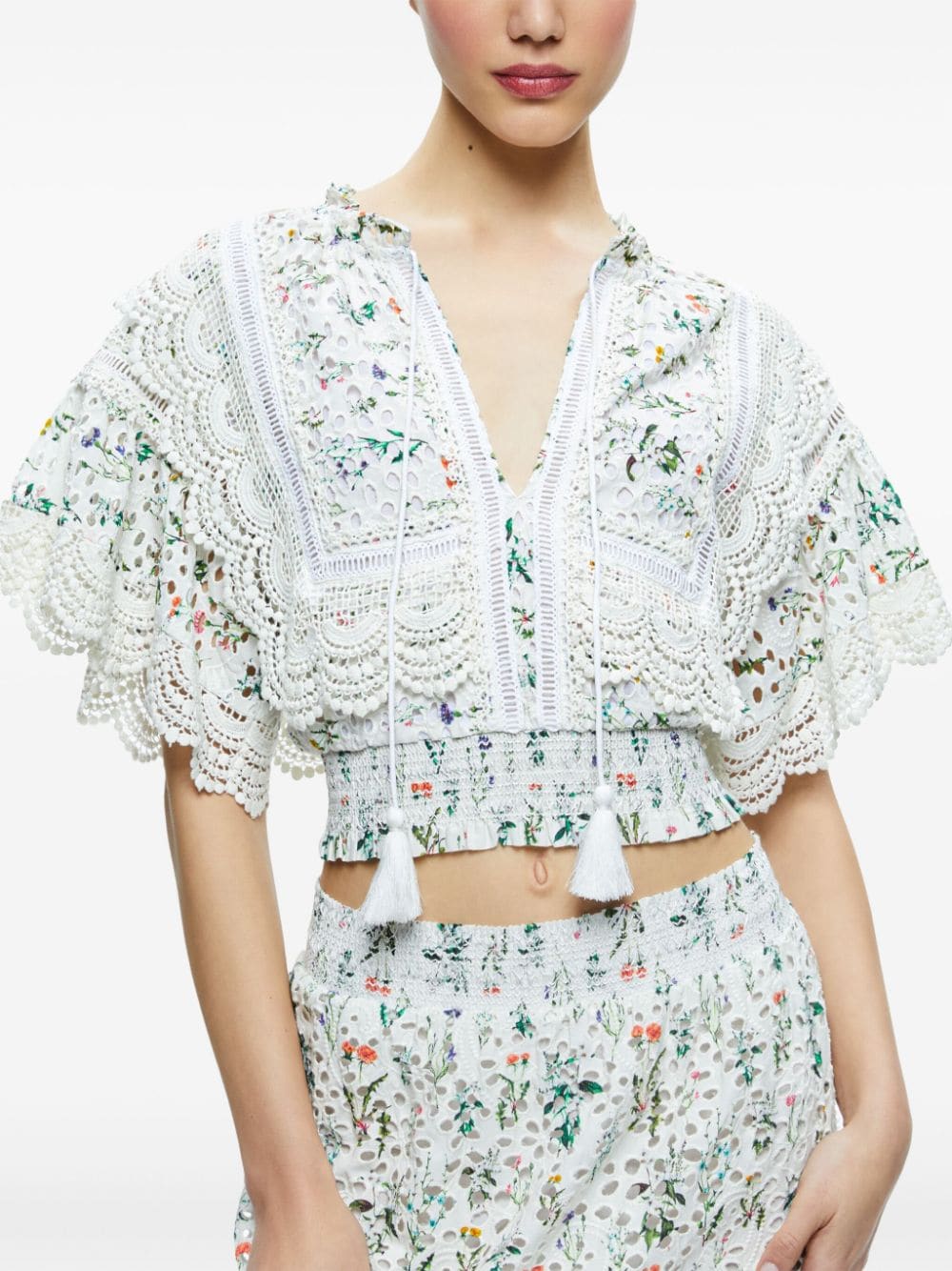 Alice + Olivia Top White Cotton