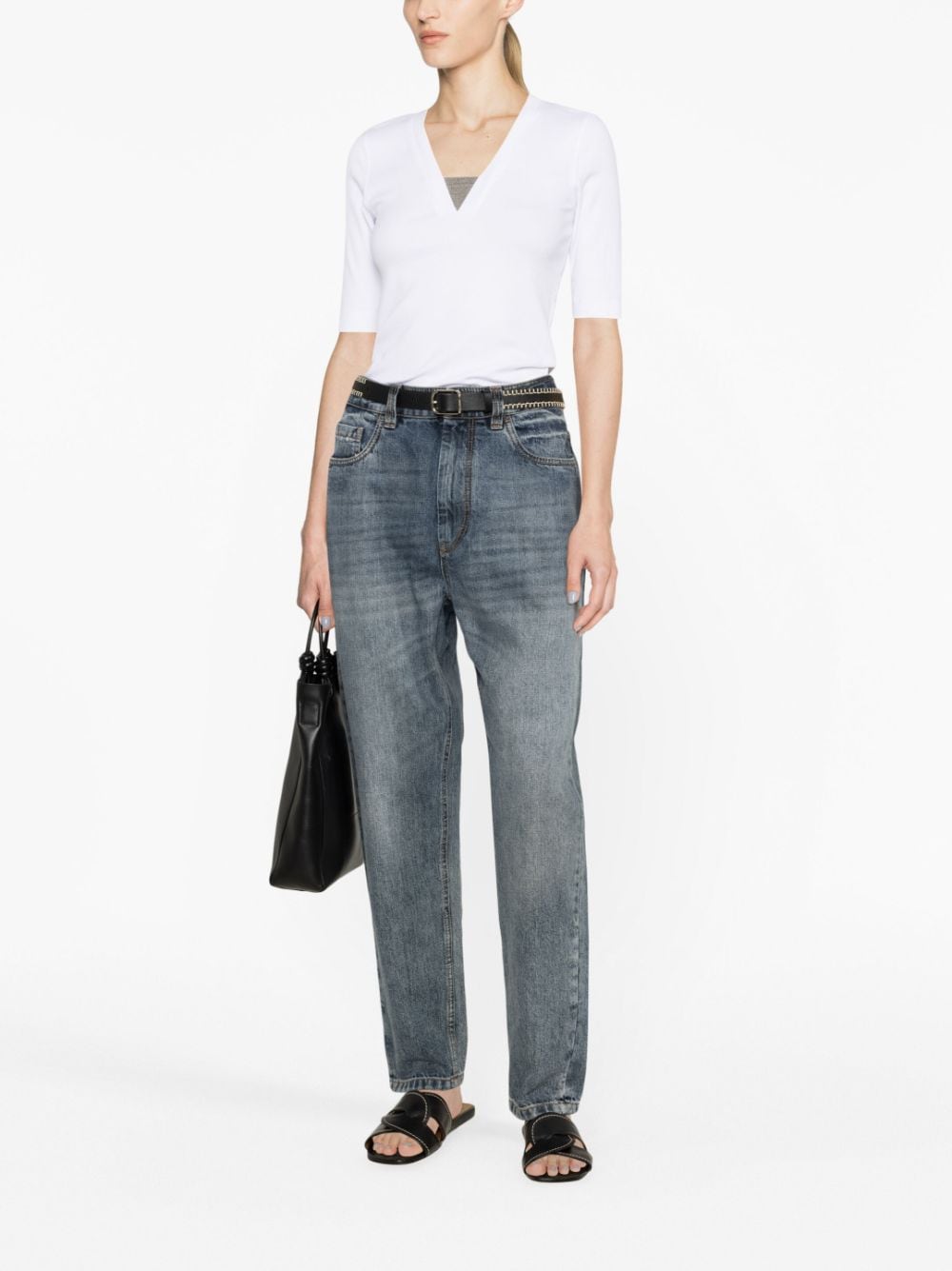 Brunello Cucinelli T-Shirts And Polos Bianco Cotton Elastane
