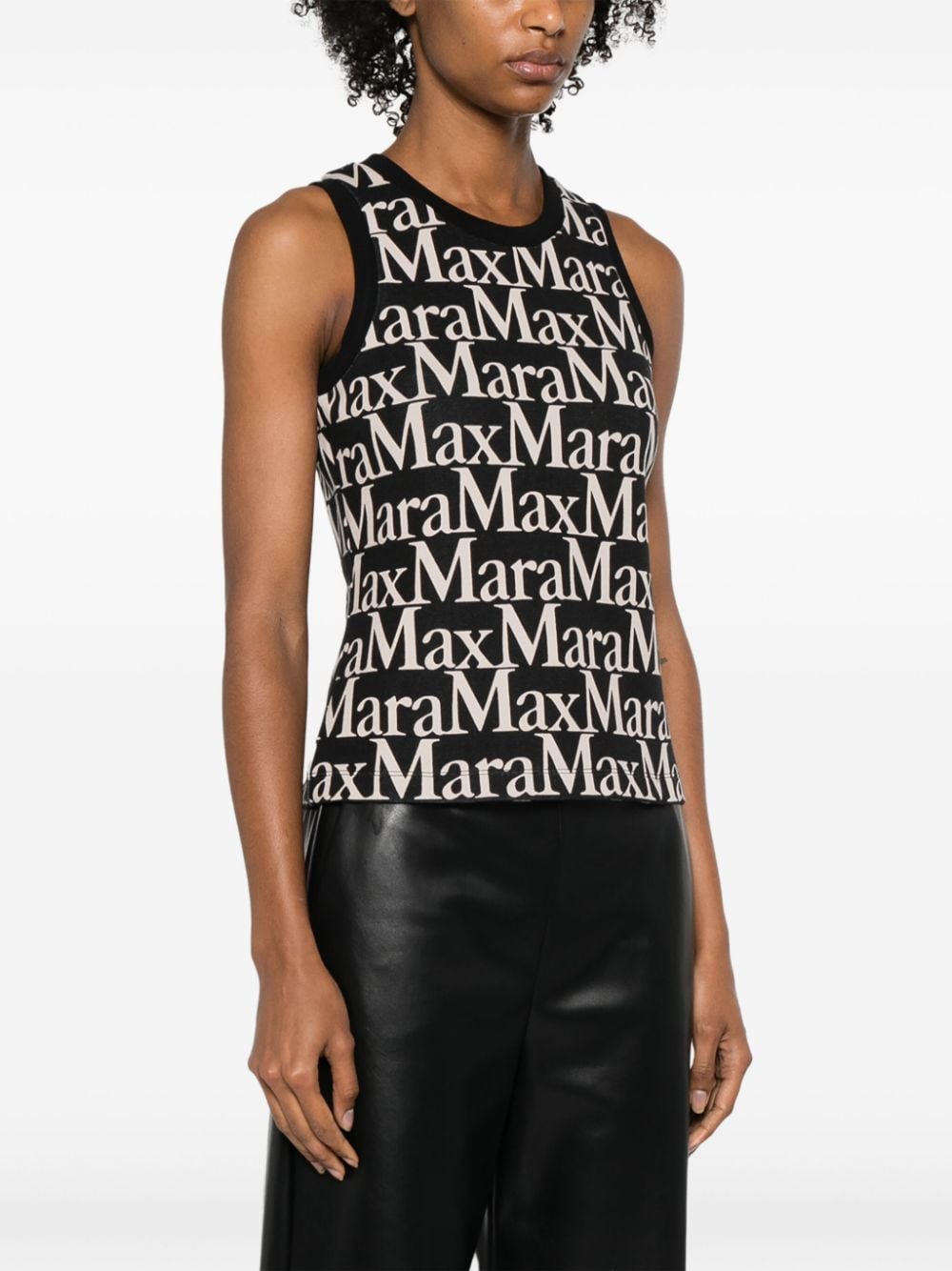 S Max Mara Top Black Cotton Polyester Elastane