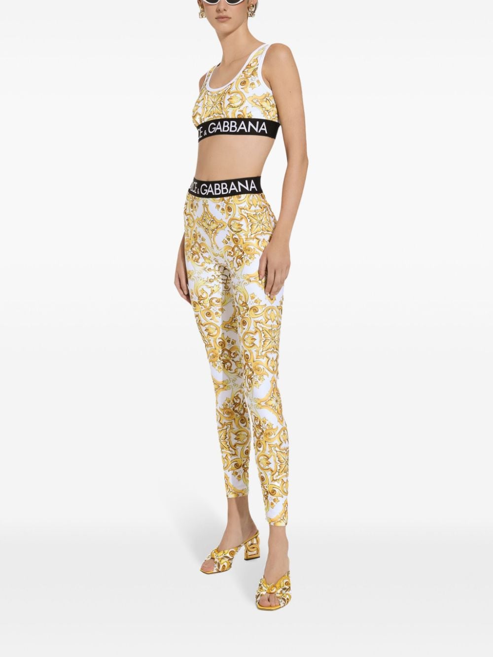 Dolce & Gabbana Trousers Yellow Polyester Elastane