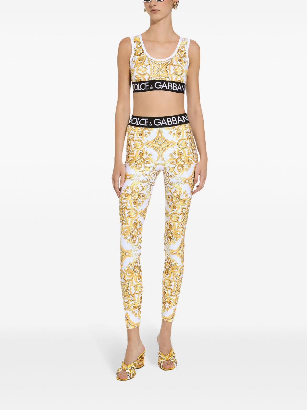 Dolce & Gabbana Trousers Yellow Polyester Elastane