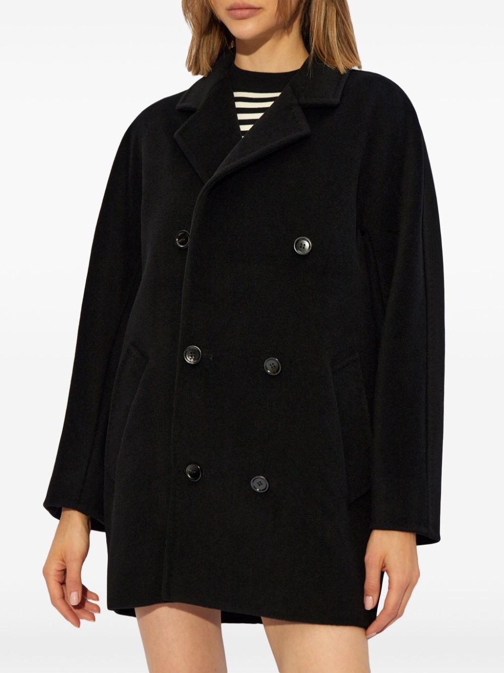 Max Mara Coats Black Virgin Wool Cashmere