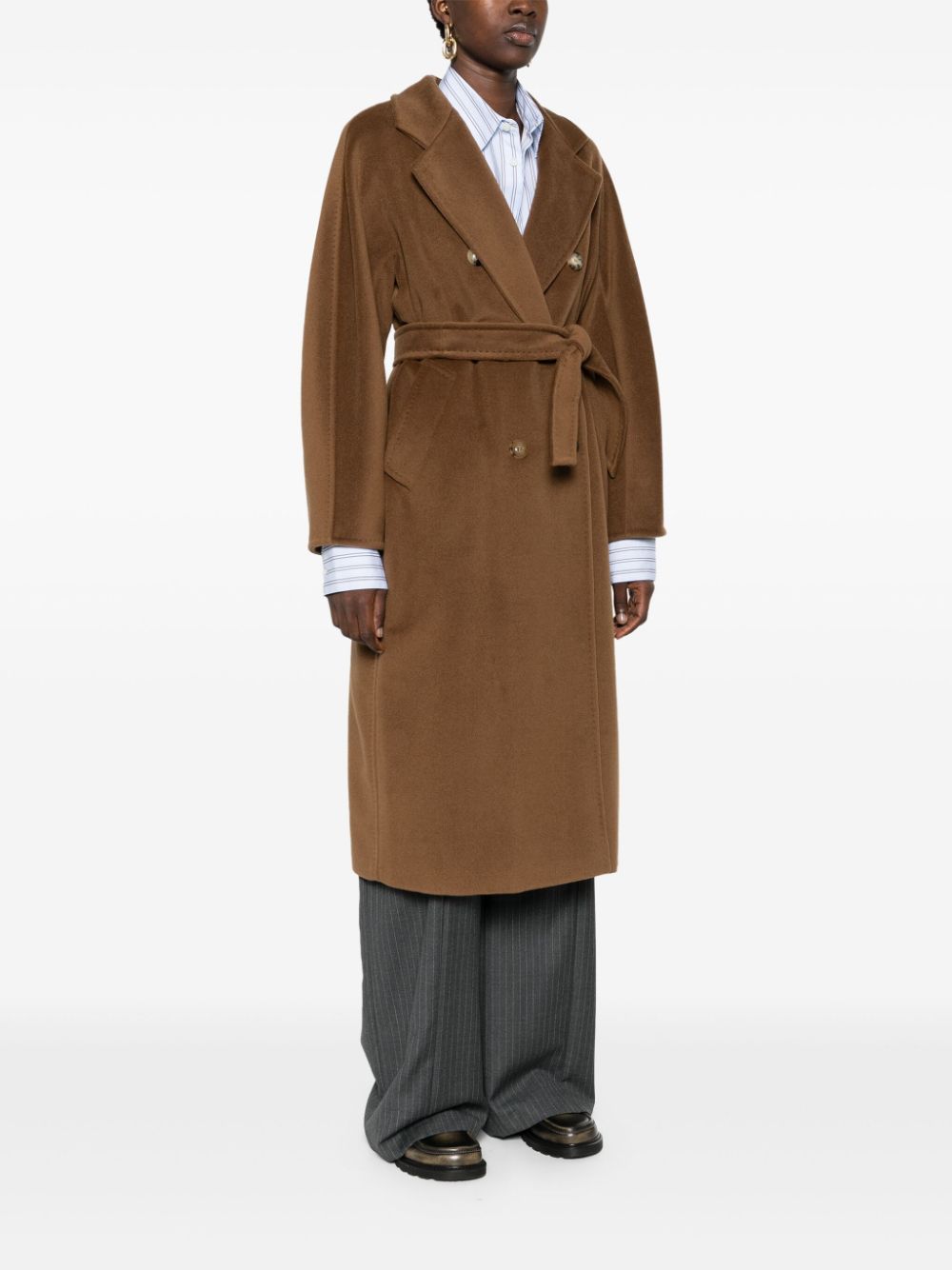 Max Mara Coats Leather Brown Virgin Wool Cashmere