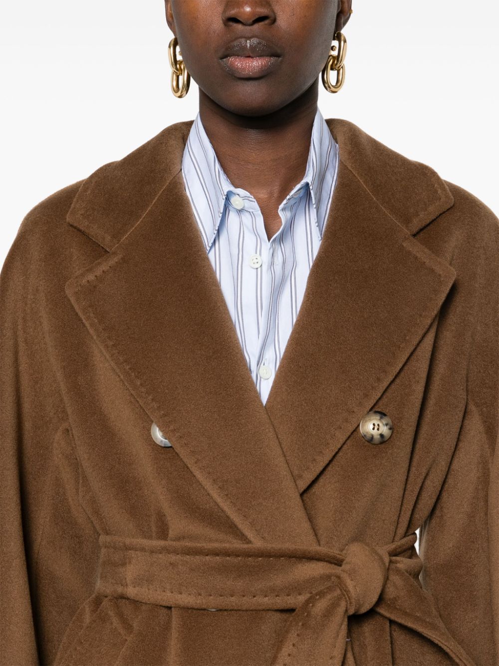 Max Mara Coats Leather Brown Virgin Wool Cashmere