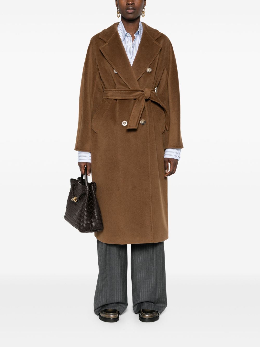 Max Mara Coats Leather Brown Virgin Wool Cashmere