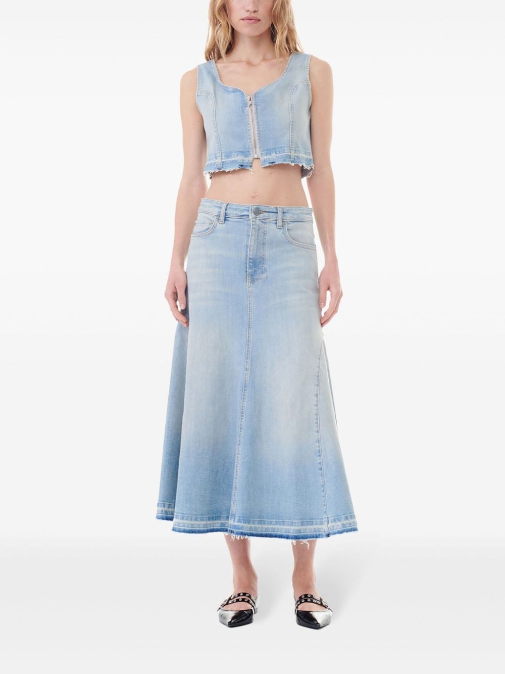 GANNI Skirts Clear Blue Cotton