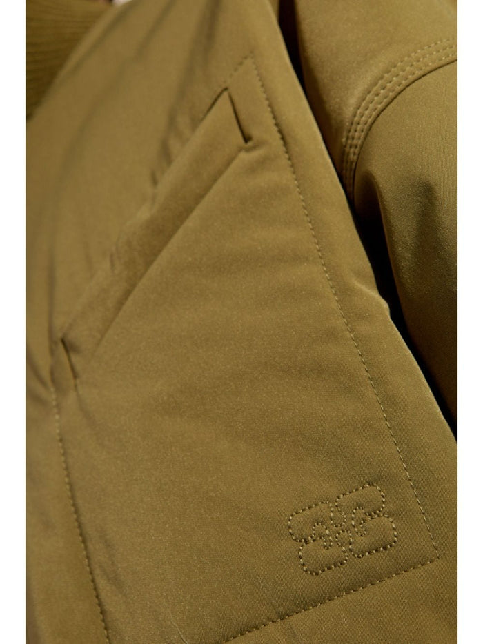 Ganni Coats Kaki Polyester