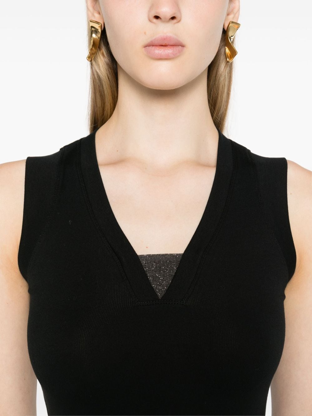 Brunello Cucinelli Top Nero Eco Brass