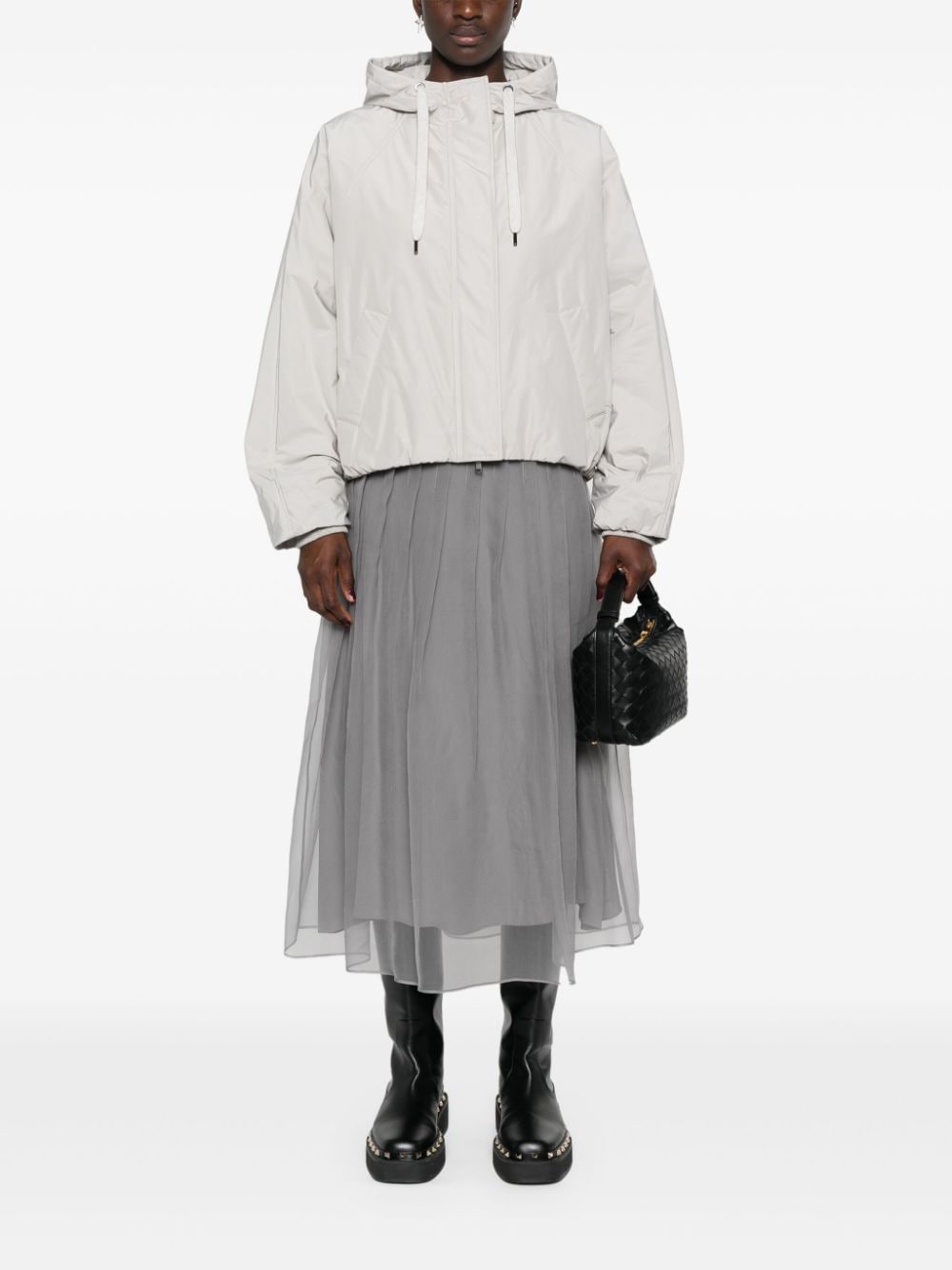 Brunello Cucinelli Coats Grigio Polyester Cotton