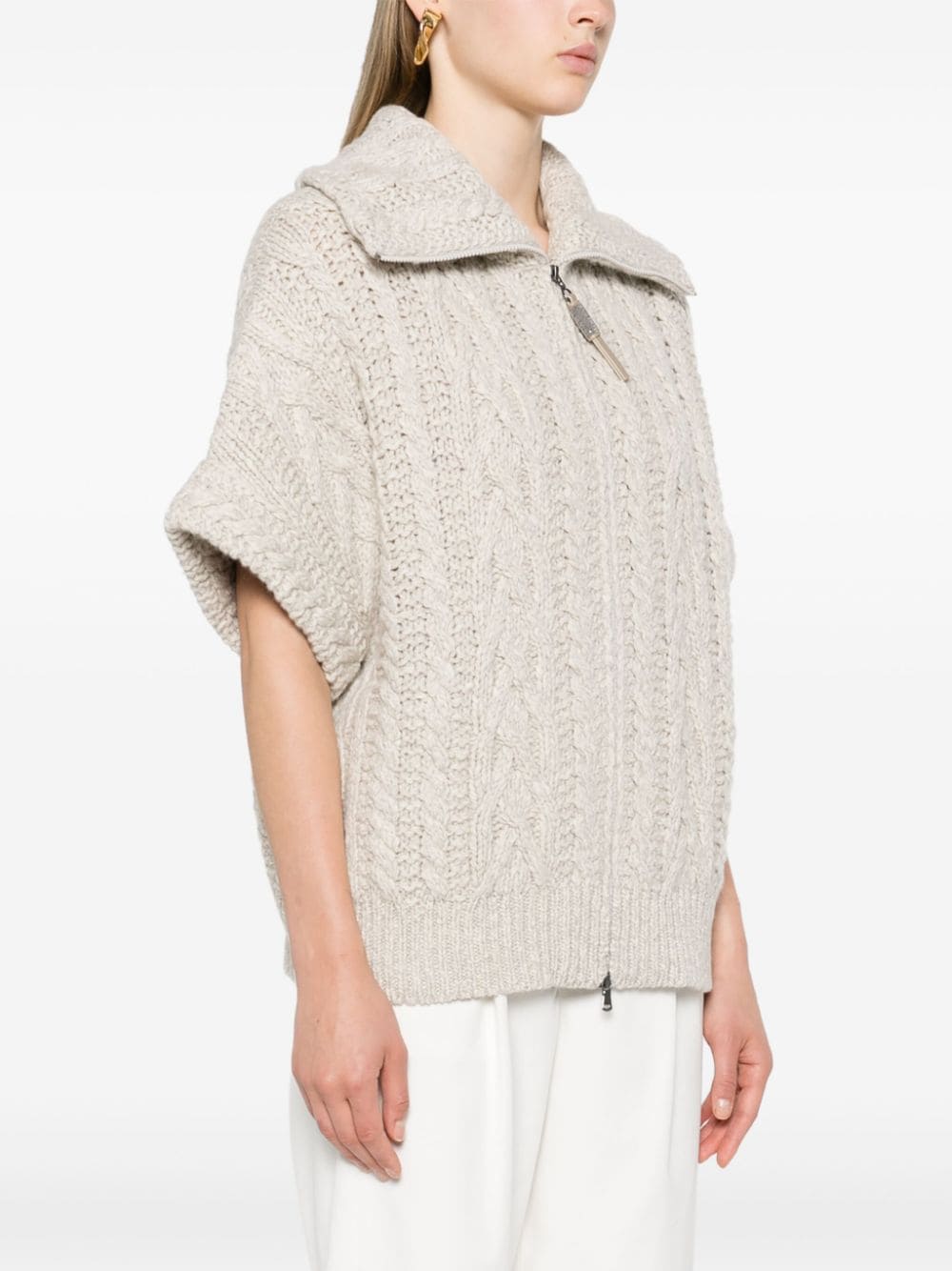 Brunello Cucinelli Sweaters Grigio Chiaro Leather