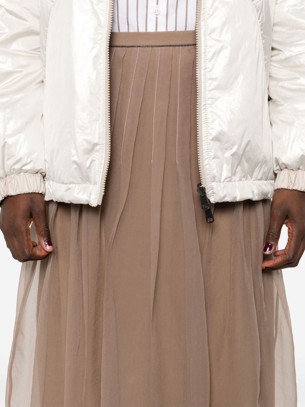 Brunello Cucinelli Skirts Marrone Acetate Silk