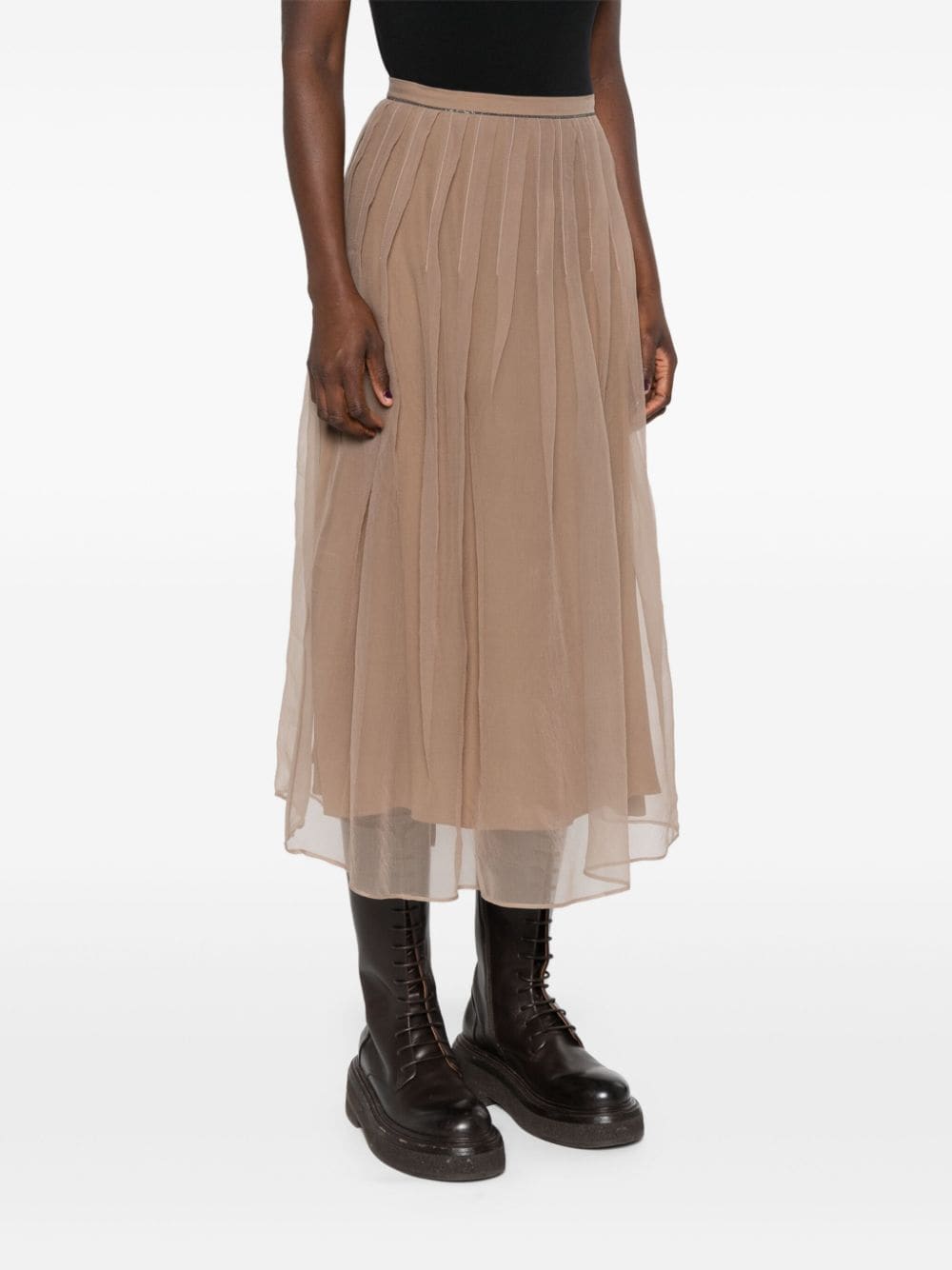Brunello Cucinelli Skirts Marrone Acetate Silk