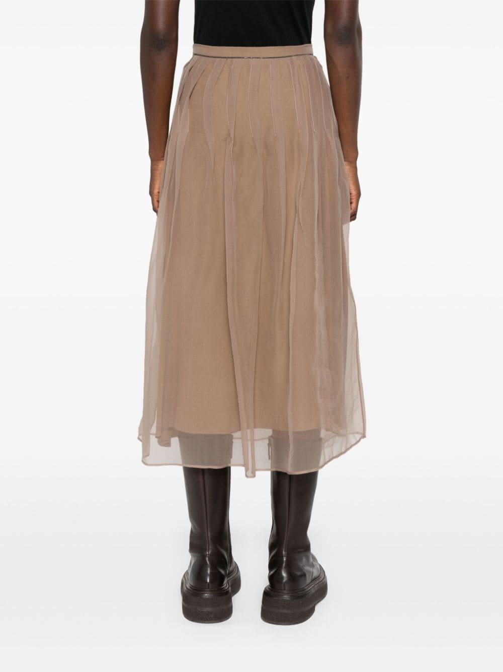 Brunello Cucinelli Skirts Marrone Acetate Silk
