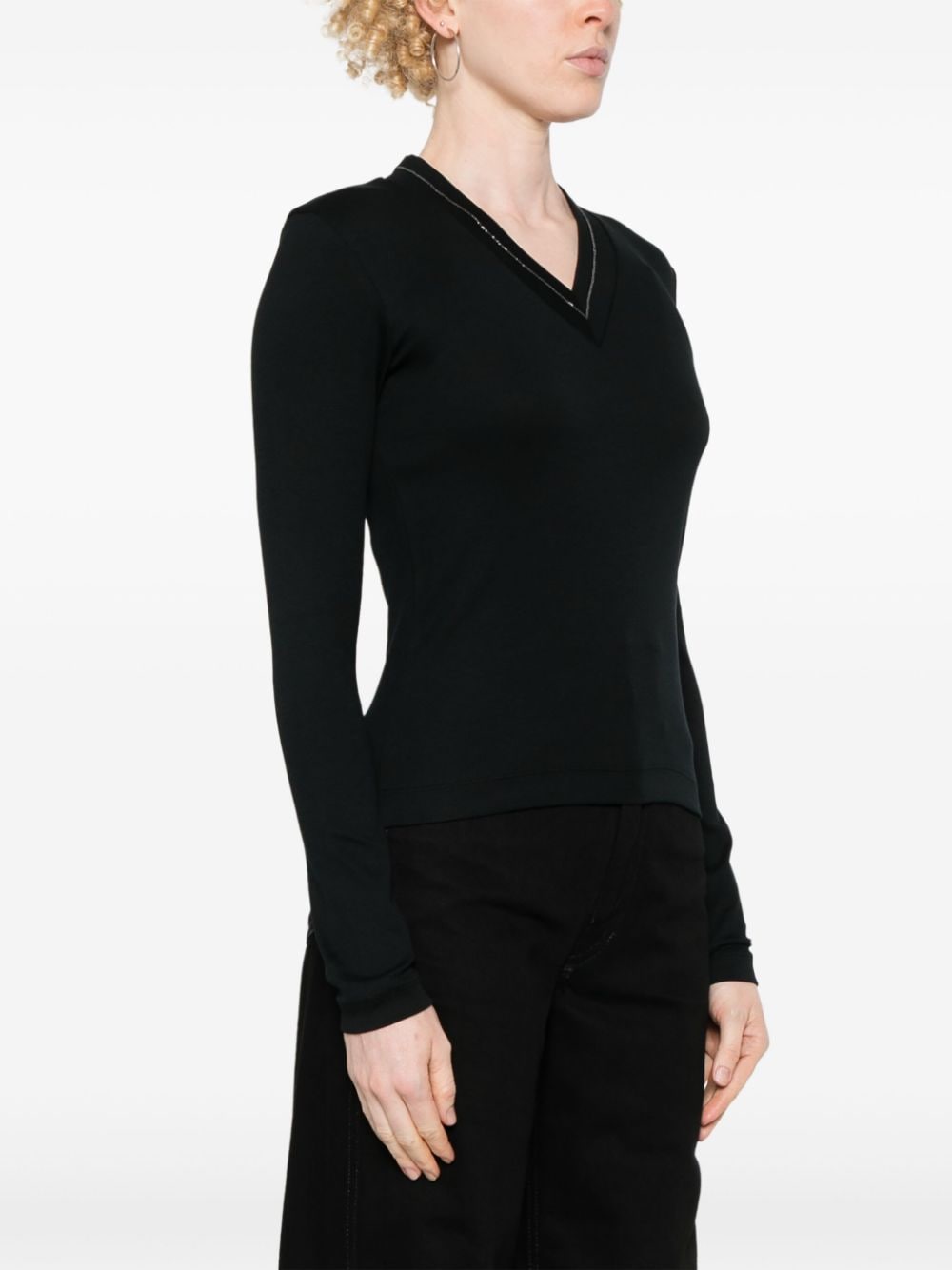 Brunello Cucinelli T-Shirts And Polos Nero Cotton Elastane