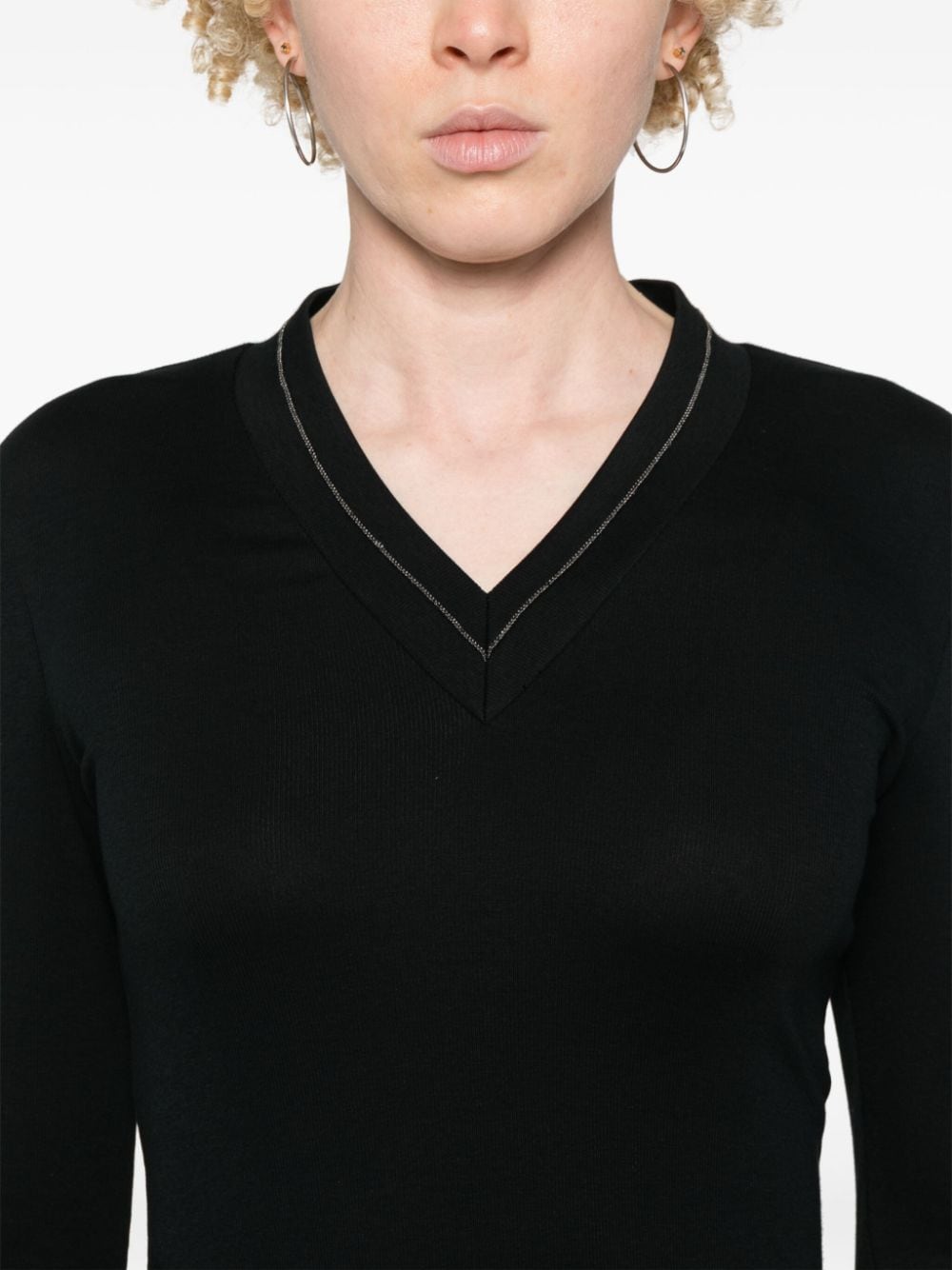 Brunello Cucinelli T-Shirts And Polos Nero Cotton Elastane