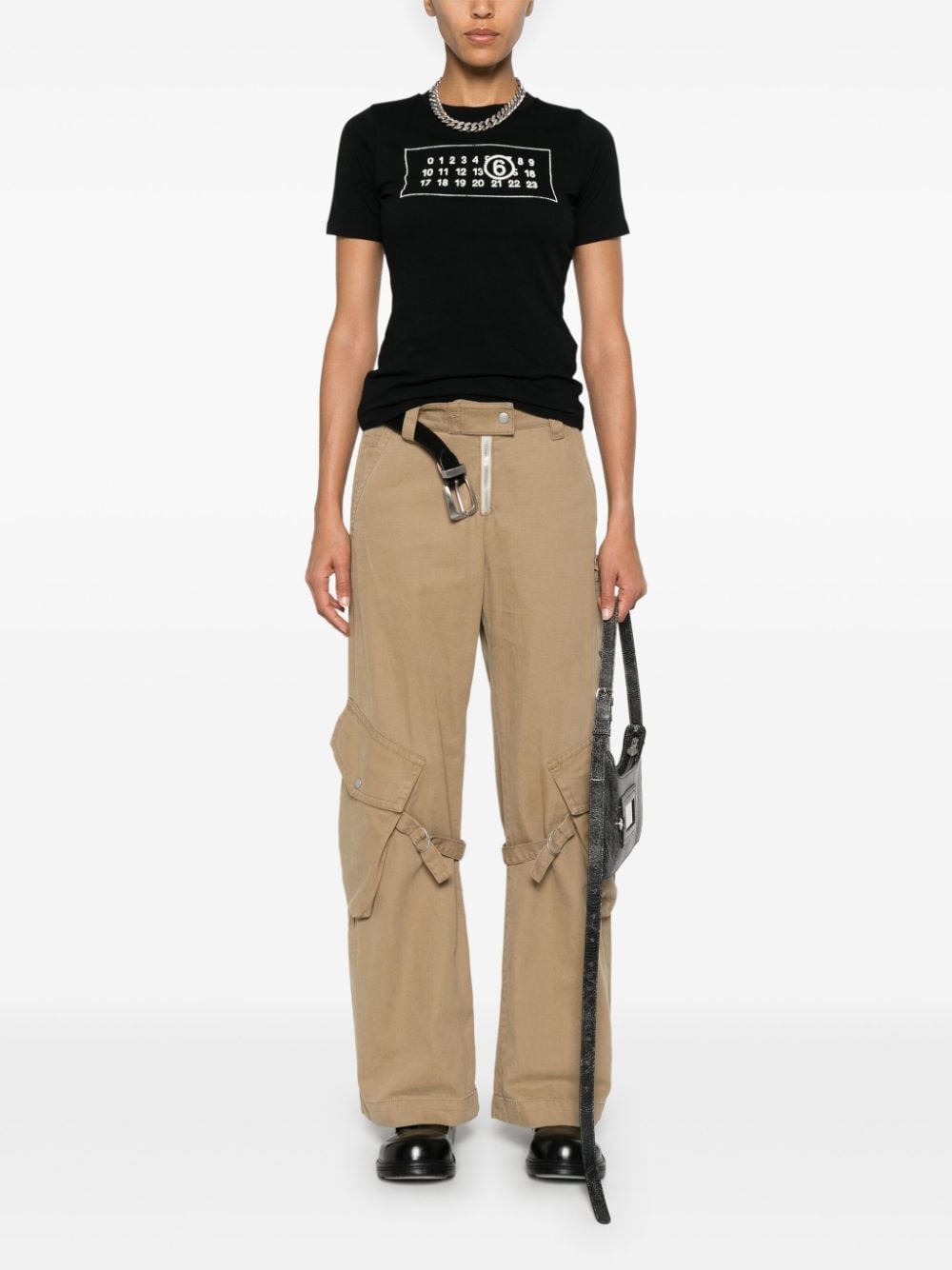 Mm6 Maison Margiela T-Shirts And Polos Black Cotton