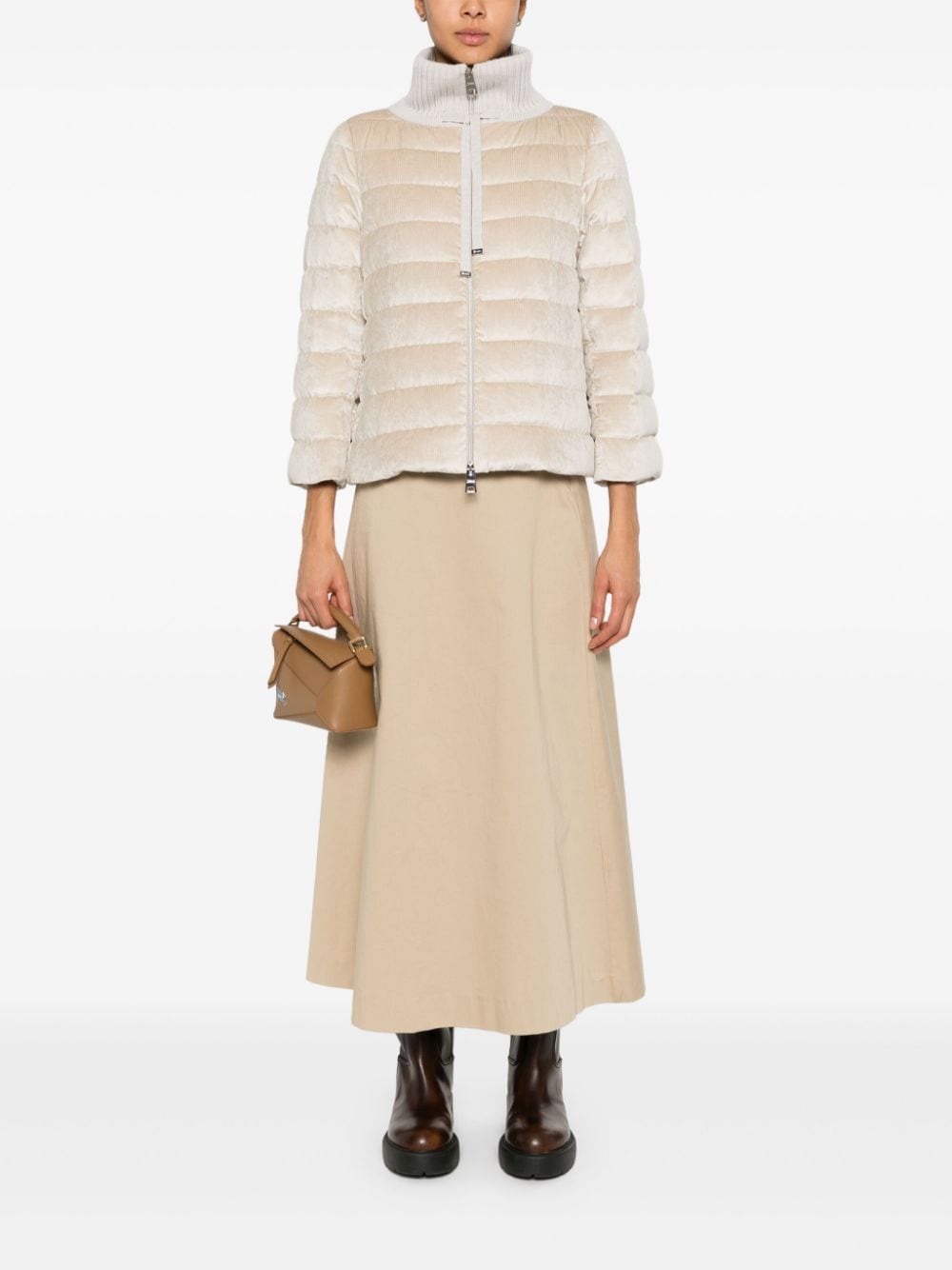 Herno Coats Beige Viscose