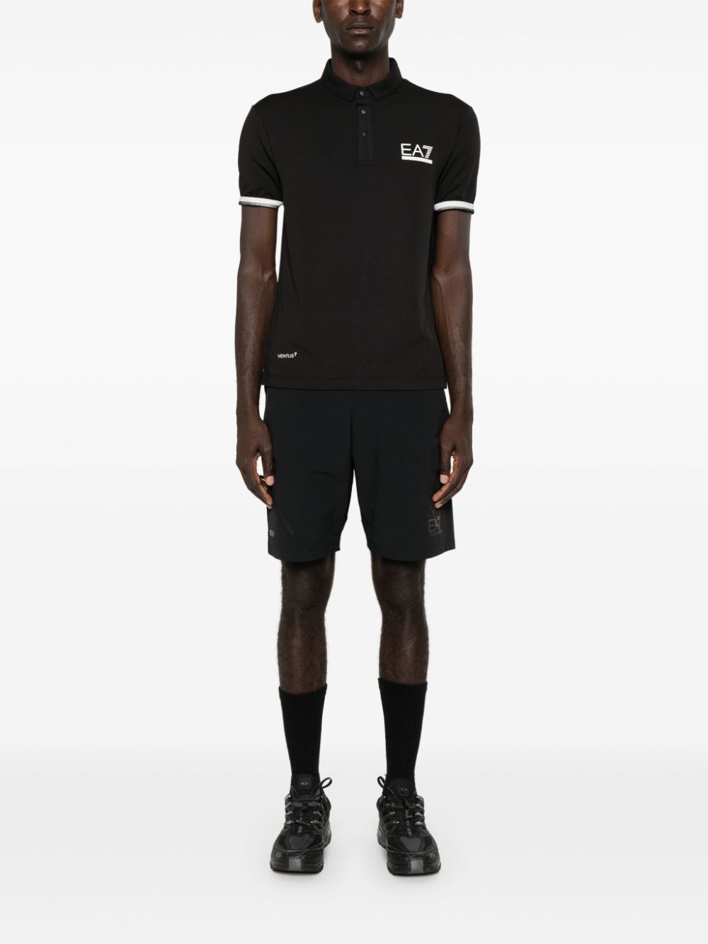 Ea7 T-Shirts And Polos Nero Polyester Elastane