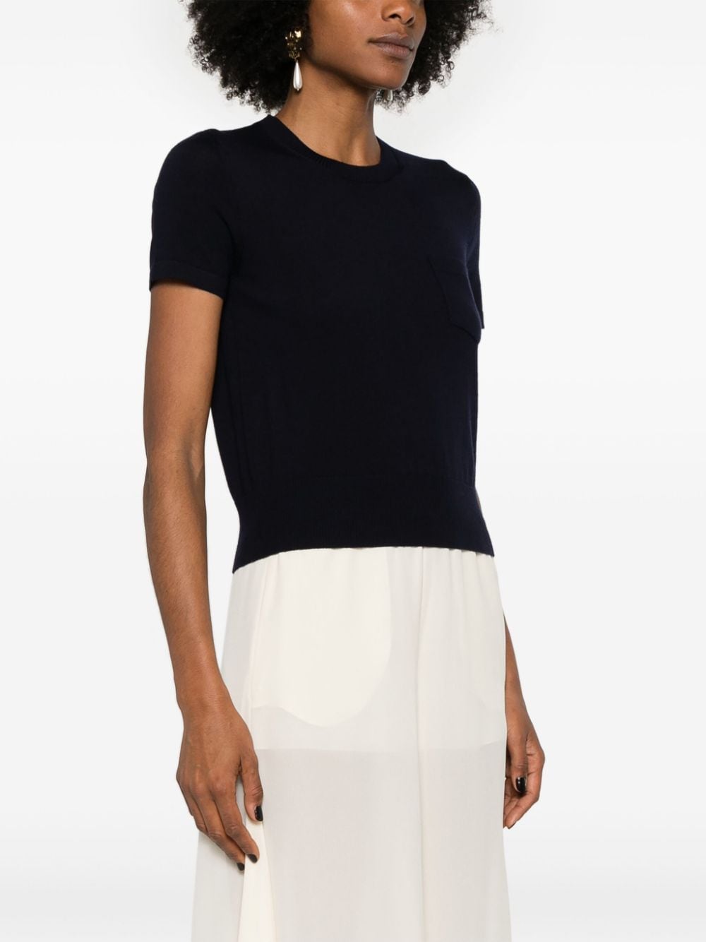 Chloè Sweaters Blue Wool Polyamide Elastane