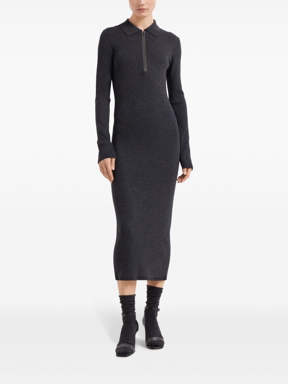 Brunello Cucinelli Dresses Grigio Scuro Virgin Wool Cashmere