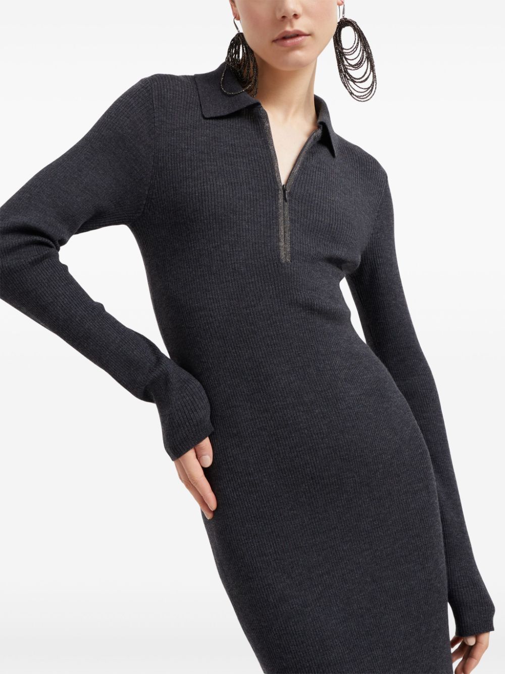 Brunello Cucinelli Dresses Grigio Scuro Virgin Wool Cashmere