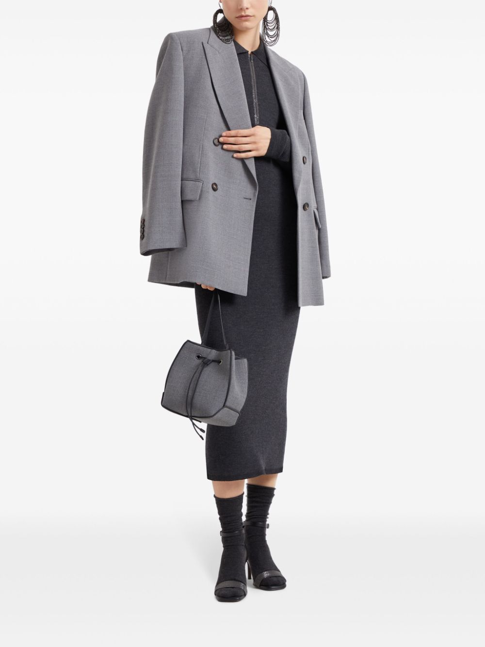 Brunello Cucinelli Dresses Grigio Scuro Virgin Wool Cashmere