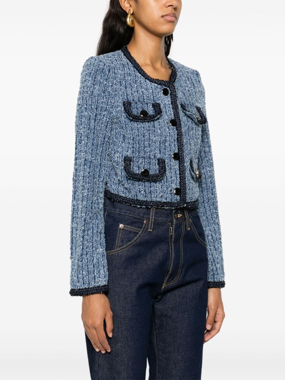 Self-Portrait Jackets Blue Cotton Polyester Viscose