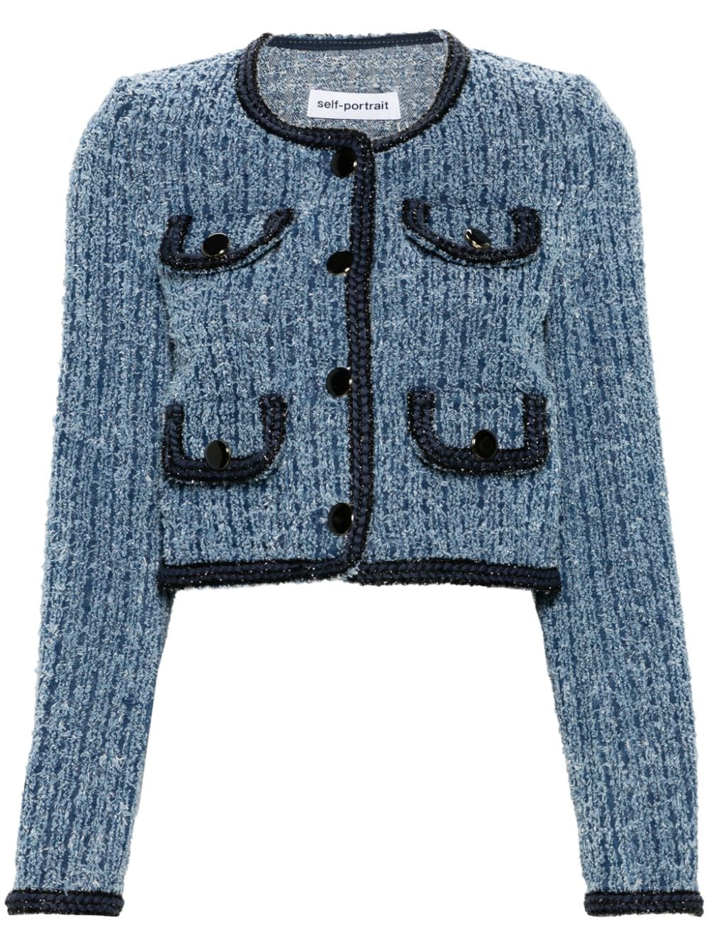 Self-Portrait Jackets Blue Cotton Polyester Viscose