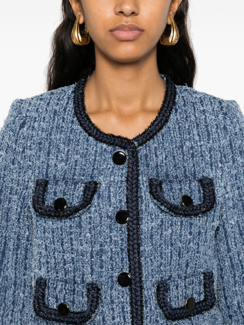 Self-Portrait Jackets Blue Cotton Polyester Viscose