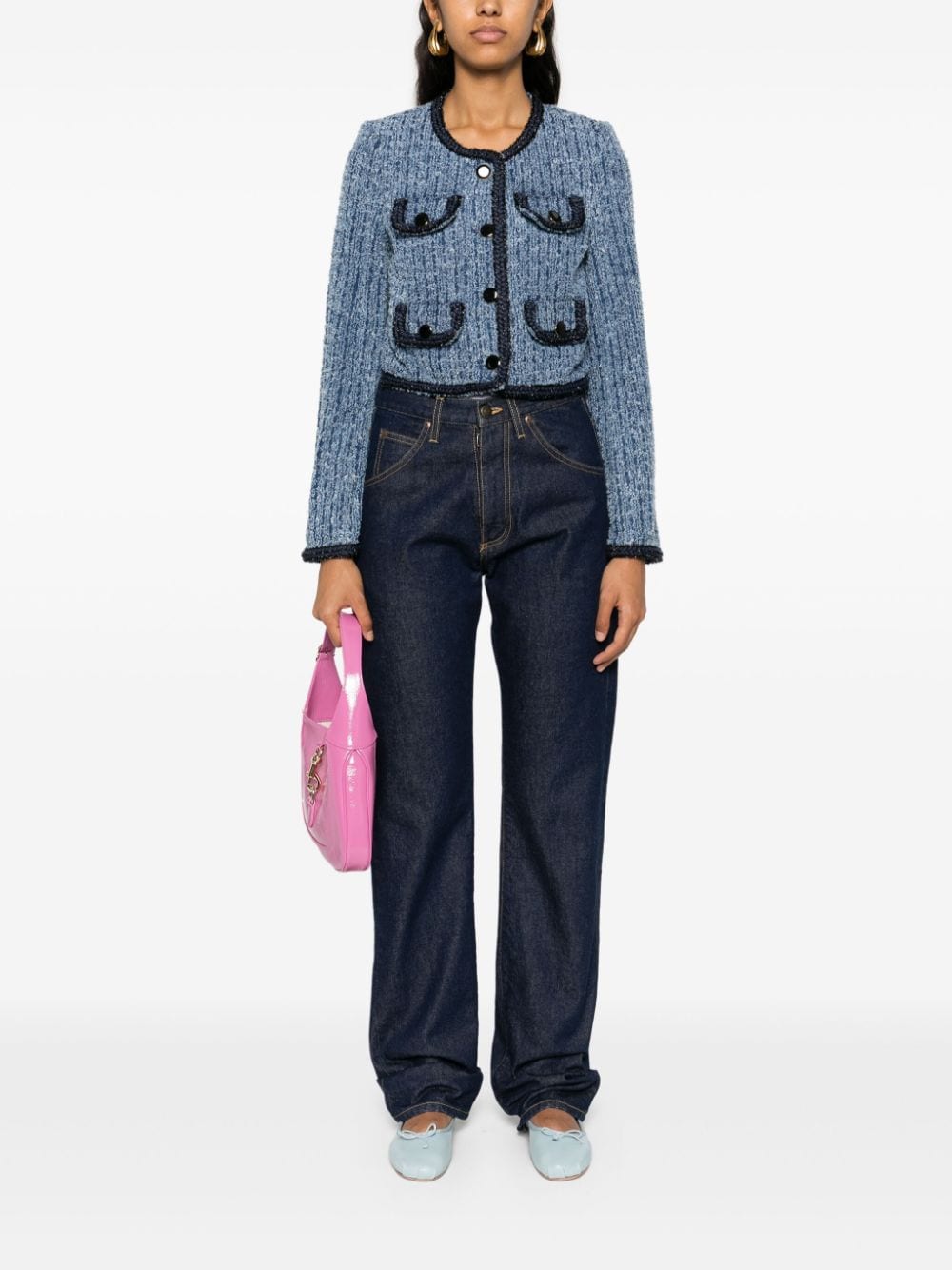 Self-Portrait Jackets Blue Cotton Polyester Viscose