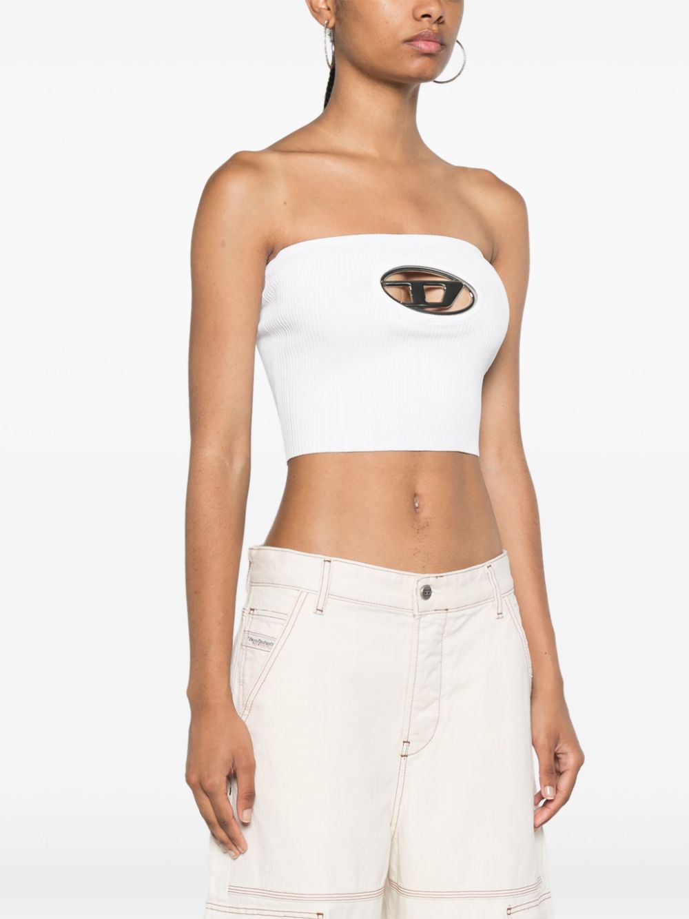 Diesel Top White Viscose Polyester
