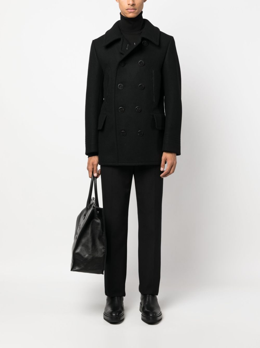 Tom Ford Coats Black Outer: Calf Leather