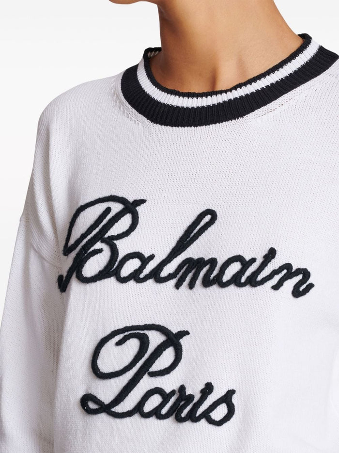 Balmain Sweaters White Lyocell Cotton Polymide