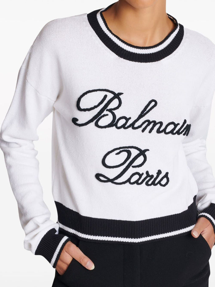 Balmain Sweaters White Lyocell Cotton Polymide