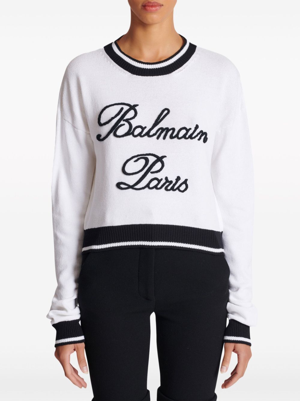 Balmain Sweaters White Lyocell Cotton Polymide