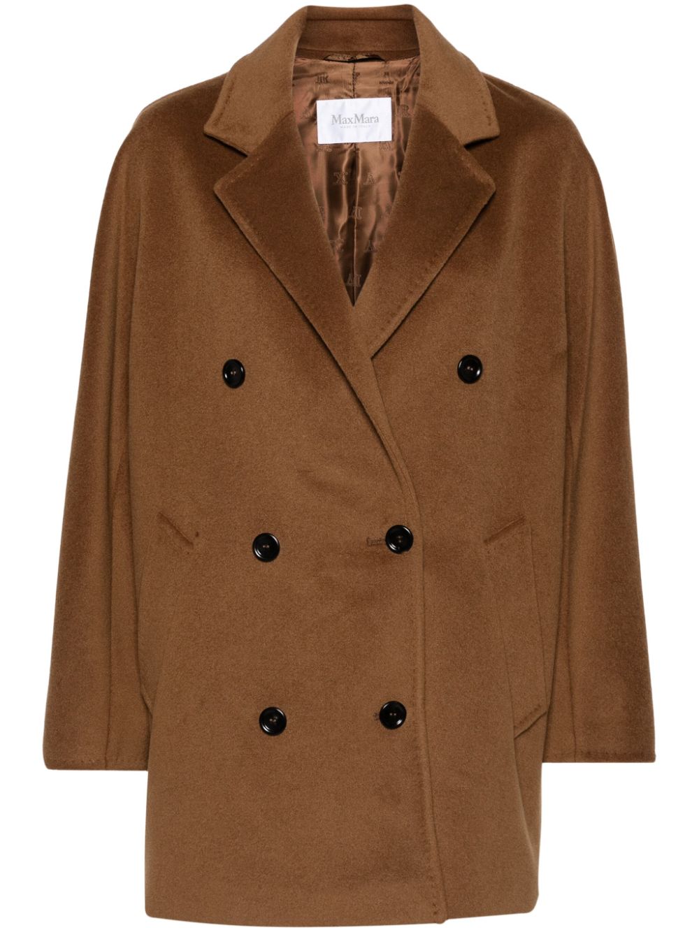 Max Mara Coats Leather Brown Virgin Wool Cashmere