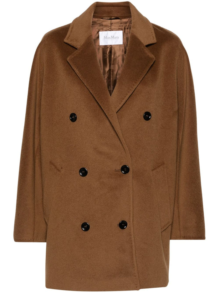 Max Mara Coats Leather Brown Virgin Wool Cashmere