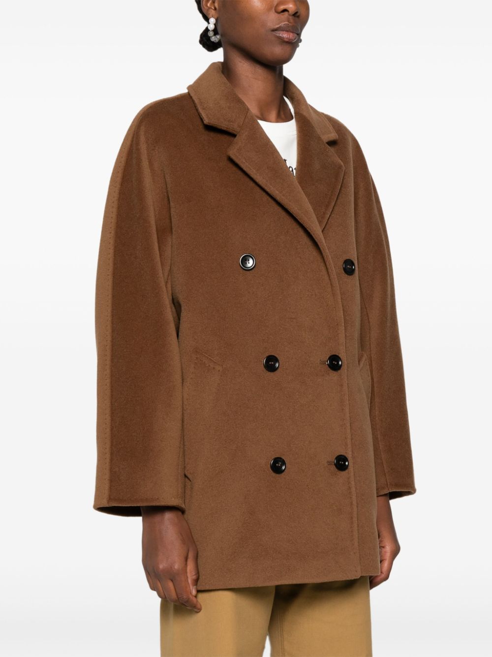 Max Mara Coats Leather Brown Virgin Wool Cashmere