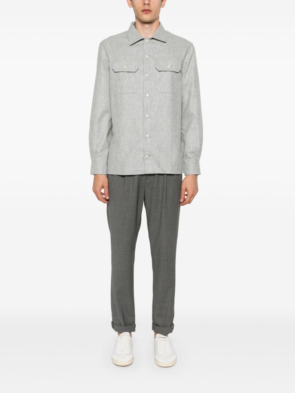 Brunello Cucinelli Shirts Grigio Chiaro Cotton