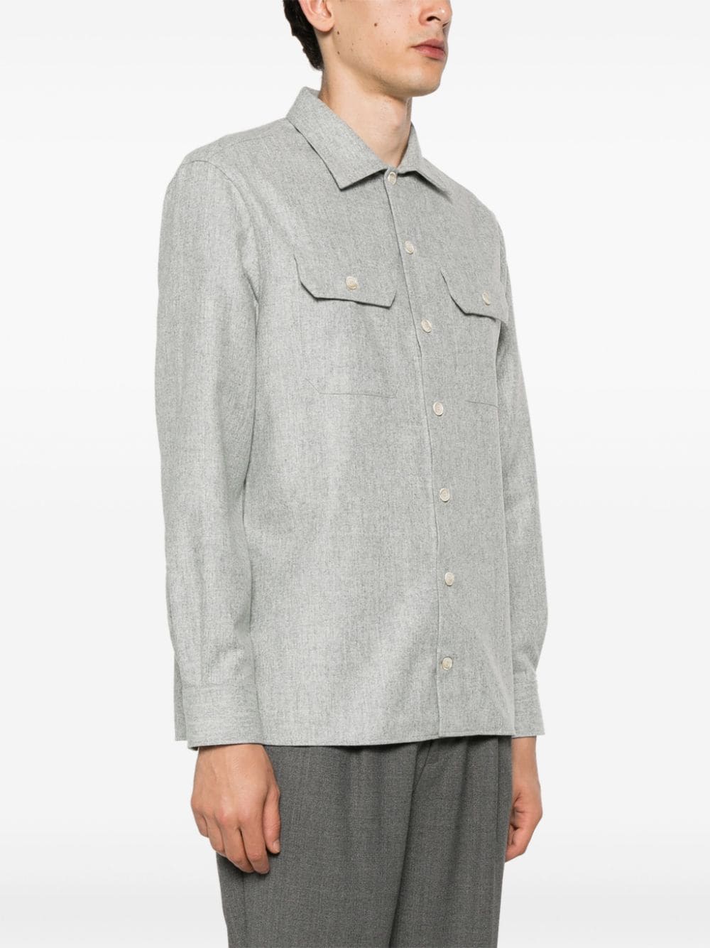 Brunello Cucinelli Shirts Grigio Chiaro Cotton