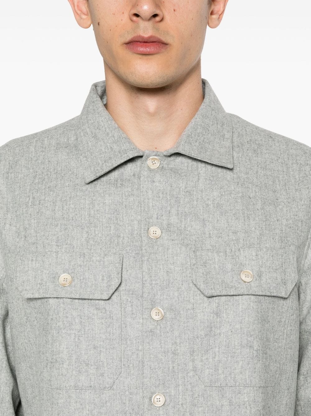 Brunello Cucinelli Shirts Grigio Chiaro Cotton